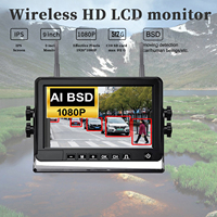 Kit de caméra de recul sans fil solaire 9 pouces avec détection IA BSD, enregistrement DVR 512 Go, affichage partagé 2 voies, base magnétique, installation facile
