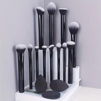 Ensemble de 12 pinceaux de maquillage avec logo personnalisé, avec des houppettes, pinceaux professionnels en tube d'aluminium pour le fond de teint