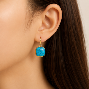 Orecchini eleganti di colore blu, orecchini semplici a bottone, accessori di gioielleria alla moda in stile vintage per le donne - Product Image 4