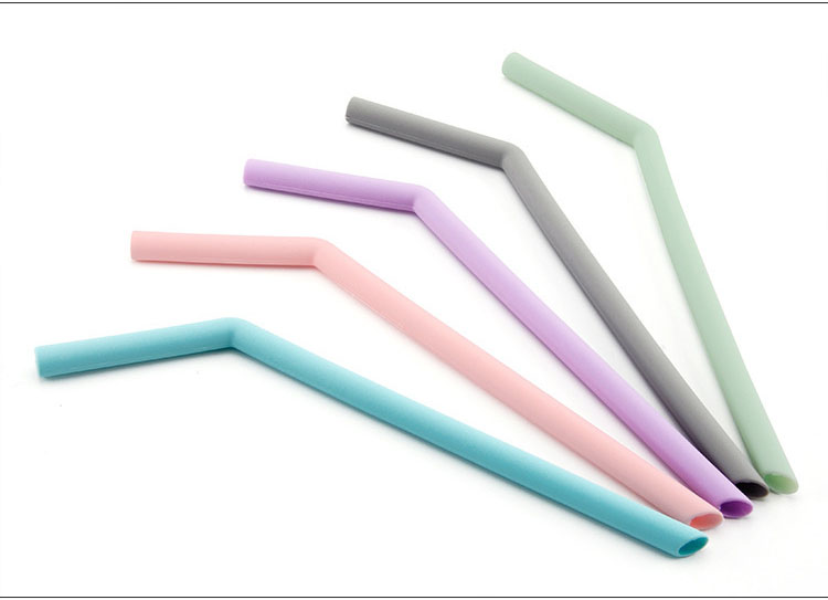 Colorful reusable foldable soft Bend silicone drinking straw
