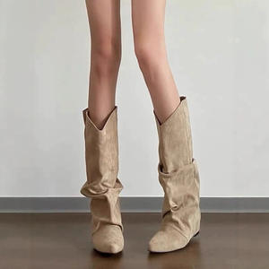 <span class=keywords><strong>Botas</strong></span> de vaquero del oeste de las mujeres americanas europeas Brown Joker Wasted Soil Wind Pila Retro <span class=keywords><strong>Botas</strong></span> Altura interior Skinny para el otoño - Product Image 3