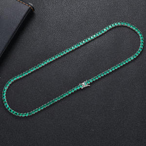 Оптовая продажа, Однорядный медный набор, циркониевое ожерелье, трендовая теннисная цепь, хип-хоп ожерелье для женщин - Product Image 3