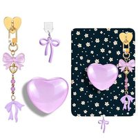 En gros, joli support de téléphone portable tendance en forme de cœur avec breloque en acrylique et métal, anti-poussière, avec embout de protection Type C, fournitures d'ornements pour téléphones portables