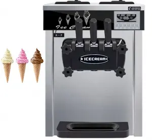 Machine à crème glacée molle à trois saveurs à usage domestique automatique commerciale meilleur prix de table à vendre