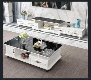 Meuble TV de luxe moderne en marbre ou bois, meuble TV rétractable et <span class=keywords><strong>table</strong></span> basse - Product Image 3