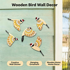 Set de Adornos de Pared de Madera Estilo Rústico Americano con Pájaros, Decoración de Pared con Gorriones Voladores para Interiores de Casa de Campo, Porche y Hogar - Product Image 1