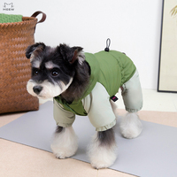 Combinaison d'hiver de luxe pour chien à quatre pattes avec capuche, color block, rembourrée, coupe-vent, avec anneau de laisse et taille ajustable, pour la neige