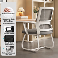 Chaise de bureau ergonomique en maille avec cadre en plastique, base cantilever, siège rembourré, accoudoirs fixes pour la maison, le bureau, l'école et l'atelier