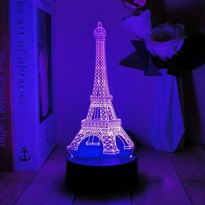 Lampe de table à lumière ambiante avec base de veilleuse 3D ultra-mince, exclusive transfrontalière, panneau acrylique coloré, avec tension d'entrée 5V - Product Image 6