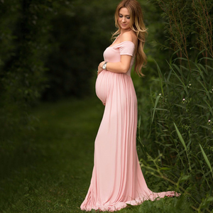 Robe de maternité pour séance photo, nouvelle arrivée, été, respirante, robe de <span class=keywords><strong>grossesse</strong></span> tendance, robe à épaules dénudées, vêtements de <span class=keywords><strong>grossesse</strong></span> - Product Image 2