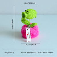 Handgemaakte gehaakte erwtenpistool-potplant, katoenen bloemenboeket & fruit, esthetisch bureau-ornament, uniek creatief cadeau
