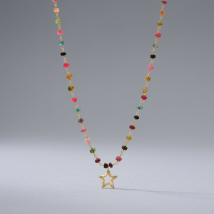 Collier de luxe en tourmaline pastèque indienne avec breloque étoile, plaqué or, en argent sterling 925, de la marque Silver Export House - Product Image 2