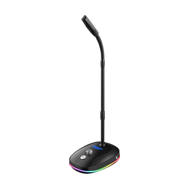 PC Gaming Microphone RGB Colorful Light Usb Wired Gooseneck Desktop Microphone