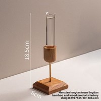 Décoration de bureau créative pour la maison, vase en bois avec tubes à essai, arrangement de plantes hydroponiques en verre transparent, style pastoral moderne