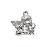 Pendentifs en acier inoxydable vintage plaqués argent 3D, figurines soleil, ange, cœur, breloques faites à la main pour la fabrication de bijoux DIY, collier