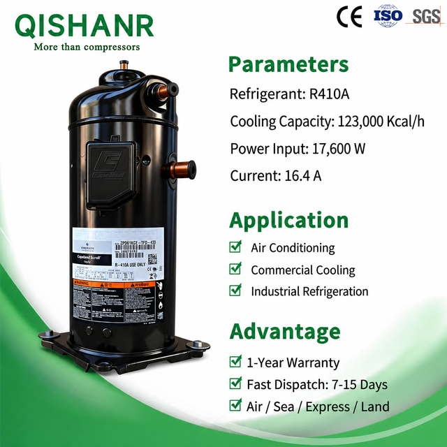 Copeland ZP120KCE-TFD-455 Scroll Compressor for Commercial HVAC Rooftop Units and Water Chillers