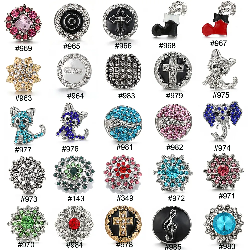 18mm Charm yığın Punk alaşım Rhinestones yapış düğmeler Fit DIY takı yapımı