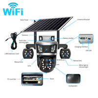 Caméra PTZ solaire avec zoom 8X, 4 objectifs, WiFi, caméra CCTV solaire, IP66, étanche, batterie 8000mAh, caméra de sécurité extérieure