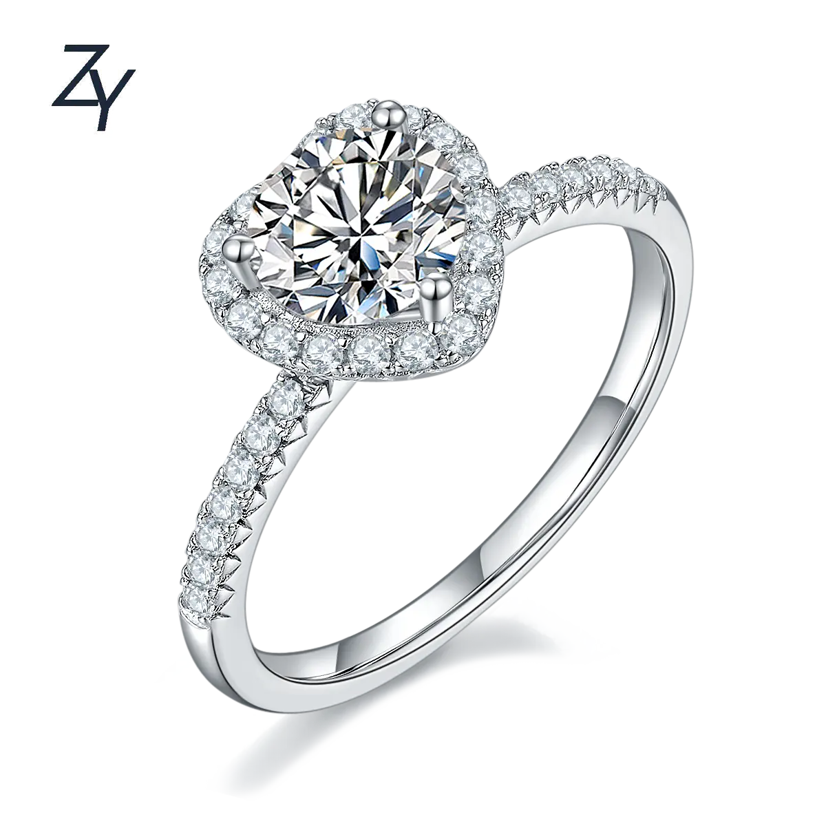 Adorabili anelli di fidanzamento a cuore in Stock anello in argento Sterling 925 anello placcato oro per donna con Moissanite 1ct 6.5mm 18K