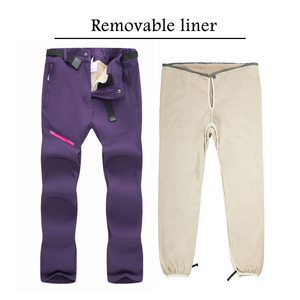 Pantalones de <span class=keywords><strong>Senderismo</strong></span> para Hombre y <span class=keywords><strong>Mujer</strong></span>, Ligeros, de Cintura Media, de Secado Rápido, Transpirables, con Forro <span class=keywords><strong>Desmontable</strong></span> de Lana de Cordero Gruesa - Product Image 3