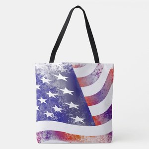 Borsa Tote rossa bianca blu bandiera USA giorno dell'indipendenza borsa della spesa in cotone doppia stampa patriottica July 4 ° borsa Tote personalizzata - Product Image 6