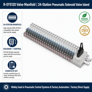 Vanne solénoïde pneumatique R/M SY5120/7120, ensemble de vanne intégré à raccordement inférieur contrôlé par bus, collecteur de vanne à 24 stations, 2 kg - Product Image 6