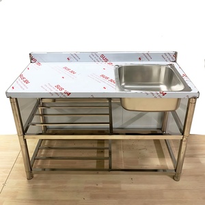 Lavello da <span class=keywords><strong>cucina</strong></span> in acciaio inossidabile rimovibile con alzatina e scolapiatti incorporati per uso interno esterno - Product Image 1