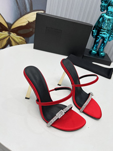 Sandales à talons hauts en soie haut de gamme pour femmes, semelle en cuir véritable, cuir d'agneau doux, chaussures de soirée et de mariage tendance - Product Image 4