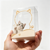 Boîte en plastique givrée portable personnalisée semi-transparente avec motif de chat pour les kits de jouets interactifs pour chatons