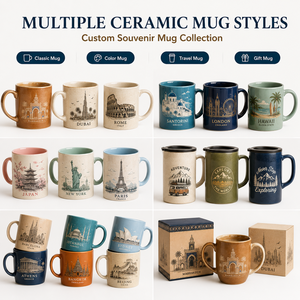 <span class=keywords><strong>Taza</strong></span> de Cerámica de 11 oz con Diseño Geométrico de Minarete Koutoubia Estilo Marrakech Marroquí, con Juego de Cucharas, OEM, ODM, Personalizable - Product Image 3