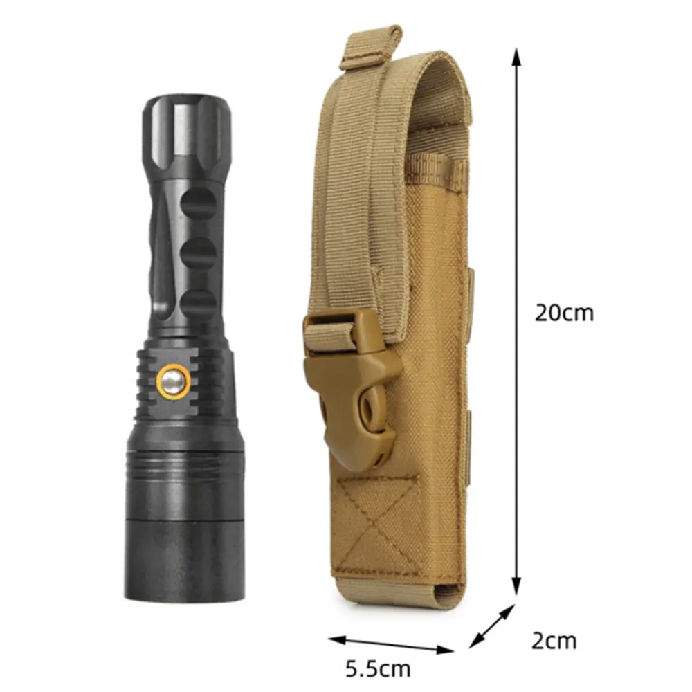 Tactical Molle Flashlight Pouch LED Torch Holster Duty Belt Holder