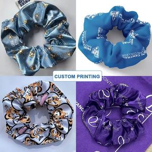 Wholesale Custom Satin Hair <b>Ties</b> Custom Scrunchies Personalized logo Pattern Hair Scrunchy Accessory Printed Silk Scrunchies - Product Image 5