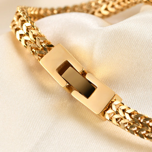 Bracciali <span class=keywords><strong>a</strong></span> catena da uomo Byzantin in acciaio inossidabile, catena <span class=keywords><strong>a</strong></span> doppio filo con maglie <span class=keywords><strong>a</strong></span> spiga, braccialetto da polso stile rock punk biker, gioielli da uomo - Product Image 4