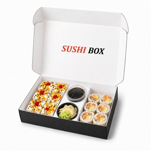 Caja de Papel para <span class=keywords><strong>Sushi</strong></span> Clásica de Lujo Personalizada al por Mayor con Compartimentos e Inserto para Salsa, Contenedor de Embalaje para Llevar Bento de <span class=keywords><strong>Sushi</strong></span> - Product Image 1
