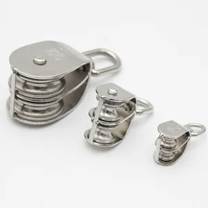 M15 - M100 Stainless Steel 304 Double Wheel Swivel Pulley for Wire Rope