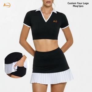 Setelan Olahraga Wanita Aoyema Baru, Bernapas, dengan Celana Pendek dan Kantong, Pakaian Aktif Luar Ruangan, untuk Pickleball, Rok Tenis Lipit - Product Image 1