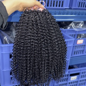 Extensiones de Cabello Humano Virgen con Nudos Milagrosos y Plumas, Trenzas de Ganchillo Rizadas Birmanas, Envío en Dos Días - Product Image 4