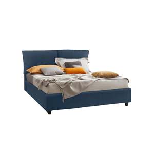 Letto matrimoniale contemporaneo Noemi con contenitore in tessuto blu 170cm X 200cm X 108cm letto in metallo morbido per mobili camera da letto casa - Product Image 1