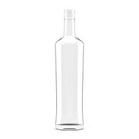 Botella de licor de vidrio con hombro inclinado y tapa de rosca, personalizada, de gran venta, para envasado de bebidas espirituosas