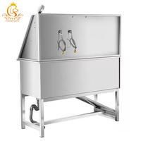 EUR PET Luxe Baignoire de toilettage pour animaux domestiques en acier inoxydable 304 avec rampe, Station de lavage professionnelle pour chiens d'intérieur pour les éleveurs