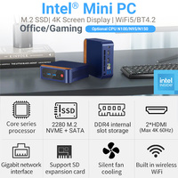 Conception de tissu de Grain de bois Mini PC Support 360 refroidissement double 4K Cpu N150 Stock DDR4 16GB ordinateur industriel PC sans ventilateur Mini Pc