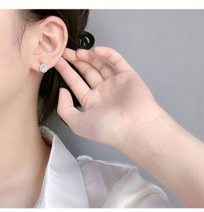925 Sterling Silver Cute Huggie Hoop Earrings Natural Stone <b>Clip</b> Earrings for Women - Product Image 2