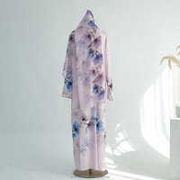 Abaya Kimono en Chiffon Rose Élégant à Fleurs, Robe Islamique Modeste pour Femme, Kaftan Ouvert sur le Devant, Robe Longue pour Ramadan et Fêtes de l'Aïd, Personnalisable OEM