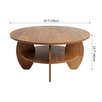 Table basse ronde moderne à double niveau avec panneaux latéraux incurvés en forme de D, pliable avec rangement pour salon, appartement, studio, salle de séjour