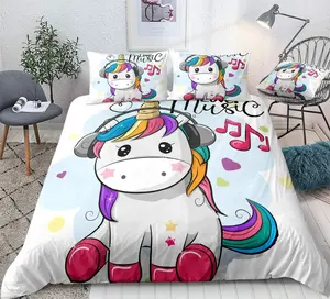 Produsen Kustom Ramah Kulit Digital Dicetak Tempat Tidur TK Kartun Anak-anak Selimut Penutup 400TC Katun Bed Duvet Cover Set