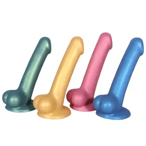 Delove Dildo Penis Metallic Color Nice Shaped Silicone Female Massage Anal Plug Adult Game Sexs Toy