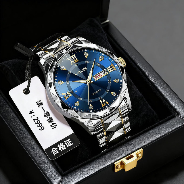 Luxury Fashion Business Men's Quartz Watches Male Week Date Clock Sport Luminous Wristwatch