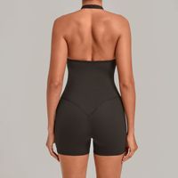 Combinaison de yoga courte pour femme, dos nu, col en V, effet ventre plat et rehausseur de fesses, moulante, pour l'entraînement et la gym, vente en gros