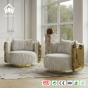 Canapé et <span class=keywords><strong>fauteuil</strong></span> sur mesure au design artistique moderne, <span class=keywords><strong>fauteuil</strong></span> en laiton doré pour projets hôteliers et villas de luxe, solution tout-en-un - Product Image 1