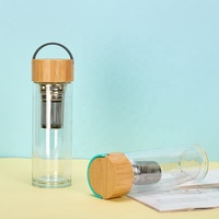 Gobelet en verre de qualité alimentaire, bouteille d'eau en verre borosilicate à double paroi avec infuseur à thé et couvercle filtrant 350ml 450ml 500ml